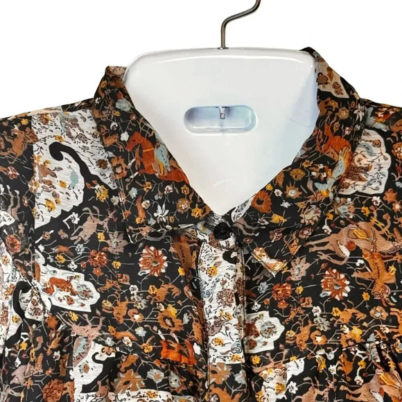 .OBJECT Objarya Fall Print Long Sleeve Button-Up Shirt Dress Women's M EUR 40 - Picture 2 of 10